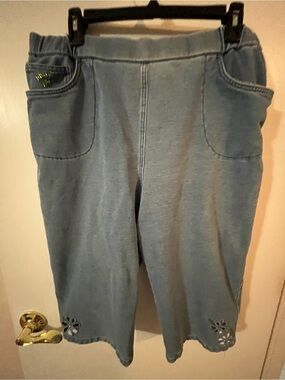 Dream Jeanne’s by Quacker Factory Large Women’s Light Blue Pull-On Capri Jeans